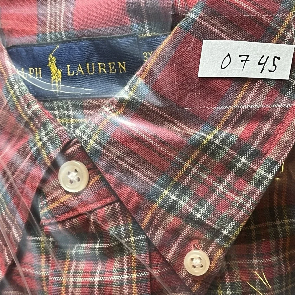 Ralph Lauren Shirt Mens 3xlt Long Sleeve Button-Down Multi Color Plaid Preppy